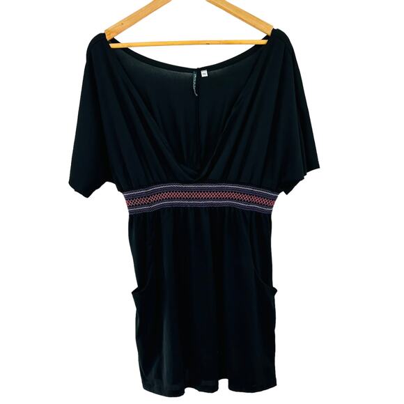 Cherie St Tropez 2X Black Empire Waist Beach Coverup - Picture 5 of 9